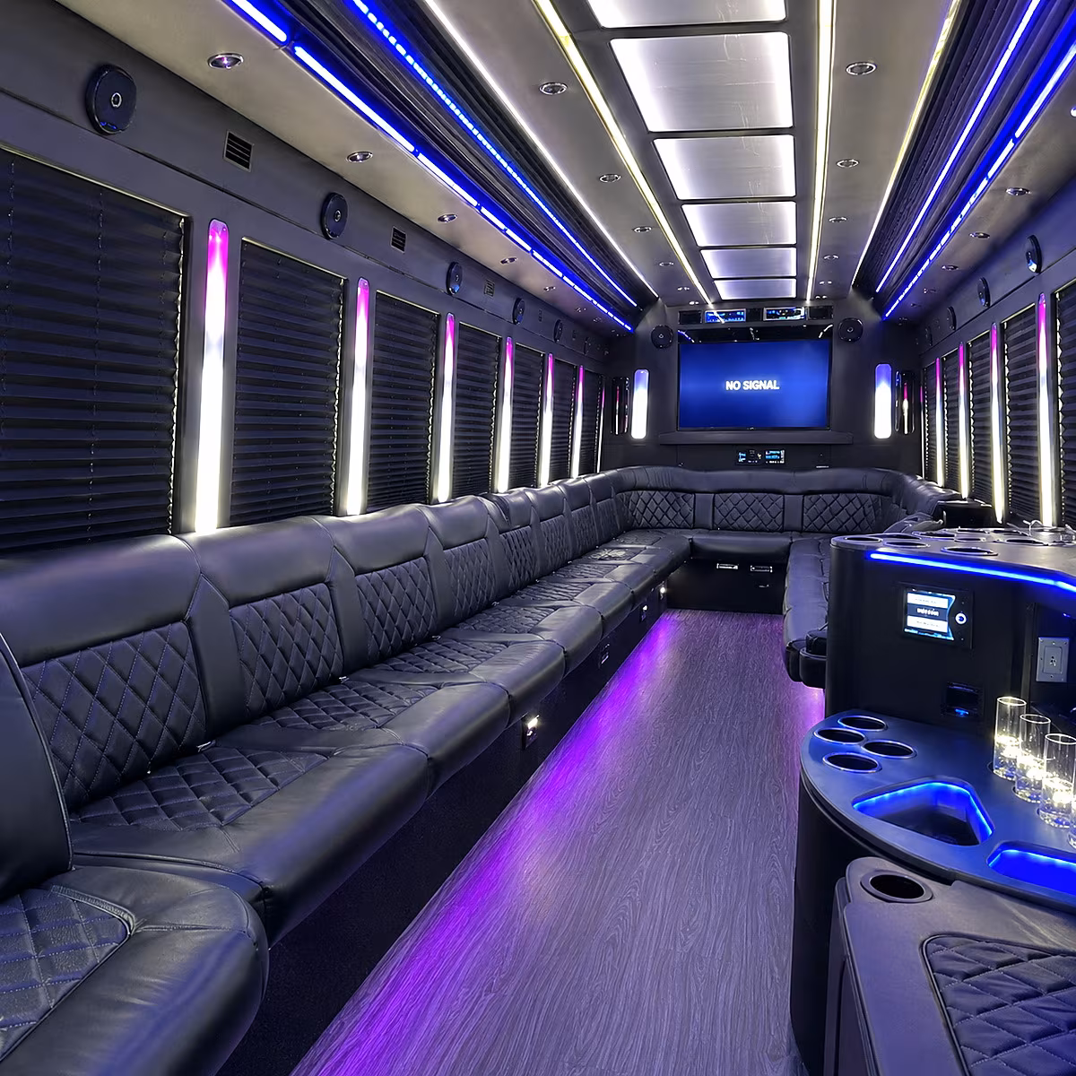 taunton 30 passenger party bus inside